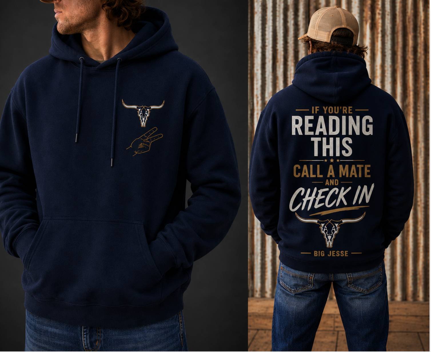"Check In" Mens Hoodie | Mental Health Awareness | Big Jesse