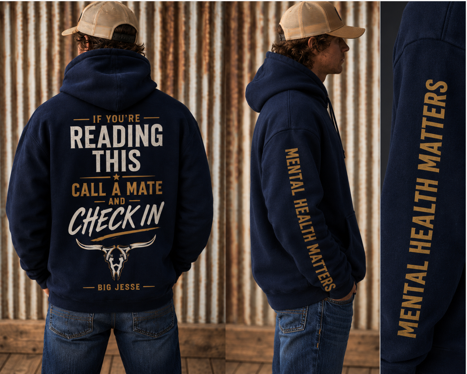 "Check In" Mens Hoodie | Mental Health Awareness | Big Jesse